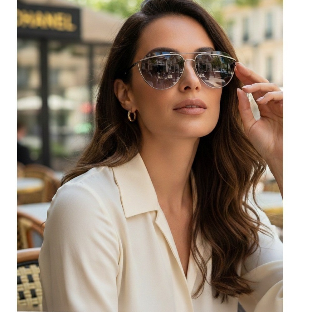 VTG Chanel 4181 Aviator Sunglasses Gunmetal Gradient Full Set w/ Linen Dust Bag